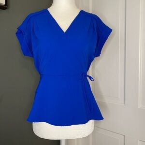 Monteau Royal Blue Wrap Blouse
